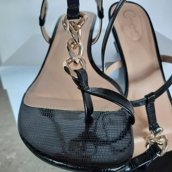 Cato C Comfort Slingback Sandals Black Gold Chain Accents Women's Size 10 - Picture 11 of 14